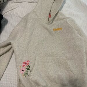Gray Hoodie with Floral Embroidery